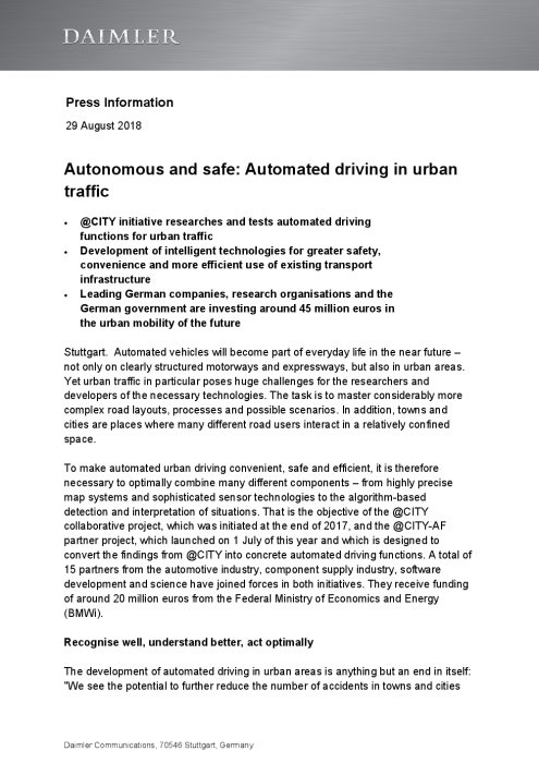 Autonomous and safe: Automated driving in urban traffic