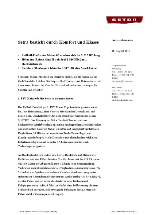 Setra besticht durch Komfort und Klasse
