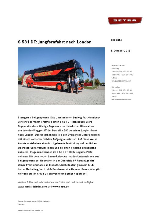 S 531 DT: Jungfernfahrt nach London