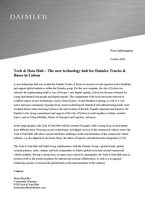 Tech & Data Hub – The new technology hub for Daimler Trucks & Buses in Lisbon