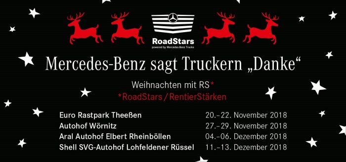 Weihnachten mit  RoadStars: Mercedes-Benz Lkw präsentiert die „Riding Home for Christmas“-Tour