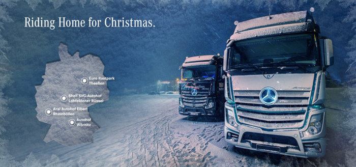 Weihnachten mit  RoadStars: Mercedes-Benz Lkw präsentiert die „Riding Home for Christmas“-Tour