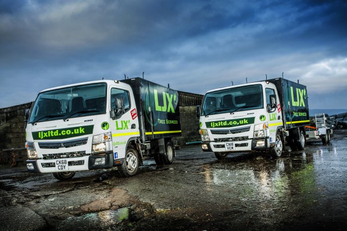Special tree surgery applications in Scotland: Fuso Canter "operates" on trees at LJX Tree Services