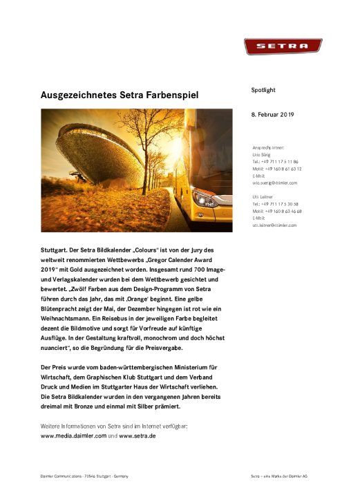 Ausgezeichnetes Setra Farbenspiel