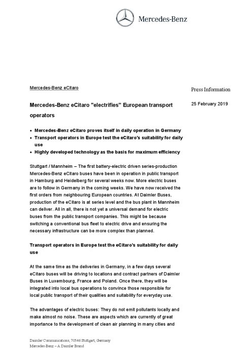 Mercedes-Benz eCitaro "electrifies" European transport operators
