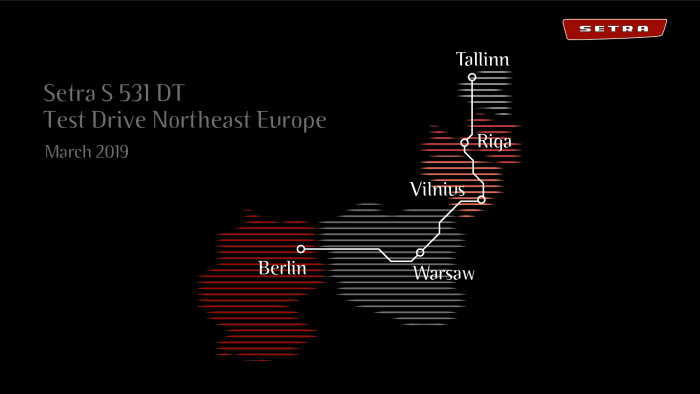 Setra S 531 DT Doppelstock: „Test Drive Northeast Europe“ (Logo)