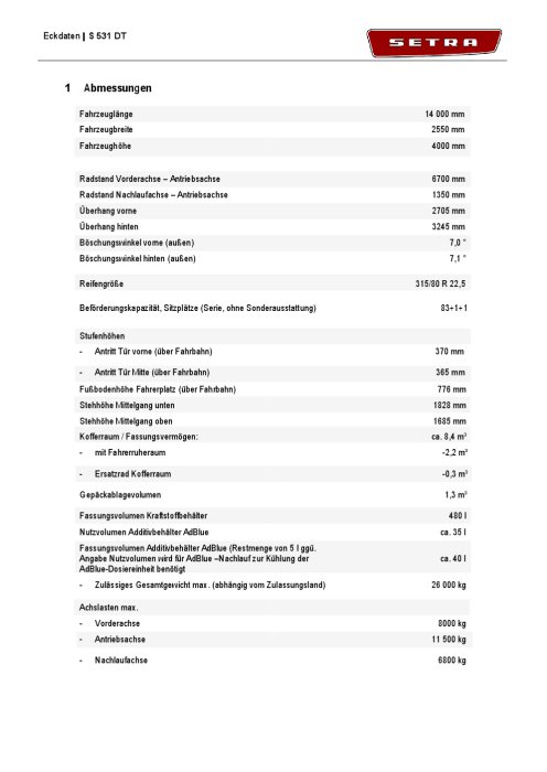 Abmessungen S 531 DT