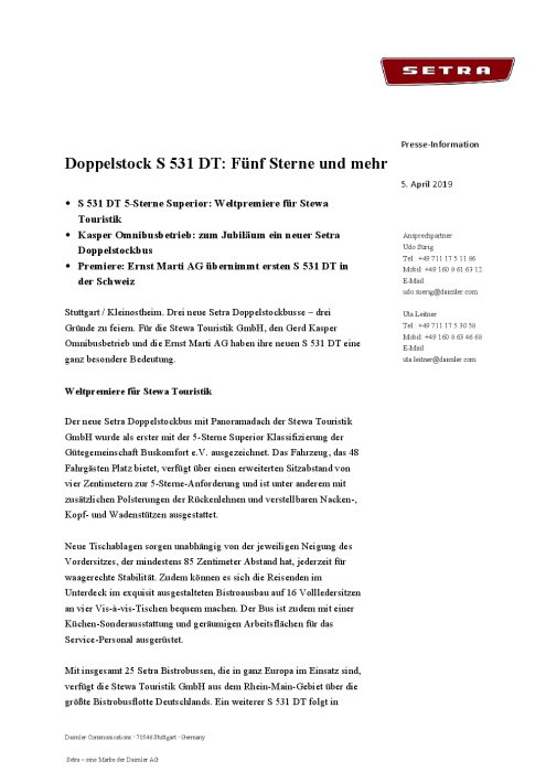 Doppelstock S 531 DT: Fünf Sterne und mehr