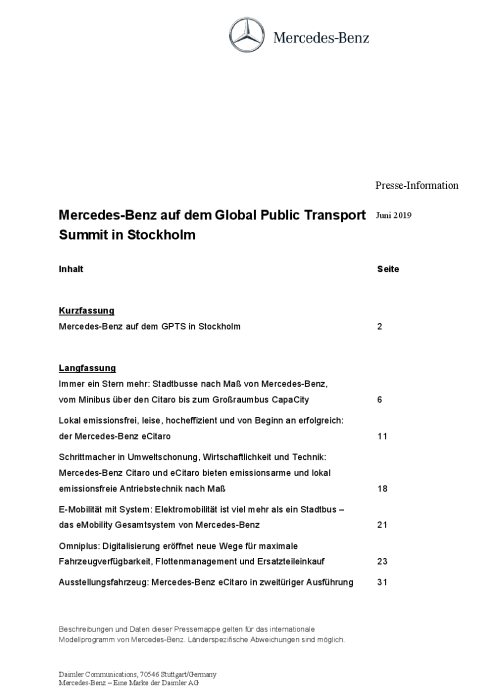 Mercedes-Benz auf dem Global Public Transport Summit in Stockholm