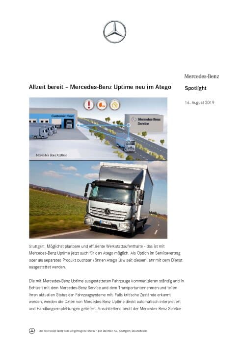 Allzeit bereit – Mercedes-Benz Uptime neu im Atego