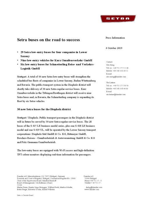Setra buses on the road to success