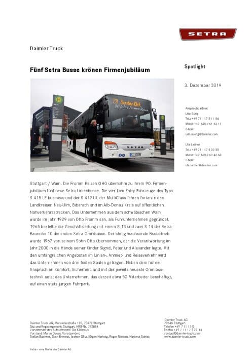 Fünf Setra Busse krönen Firmenjubiläum