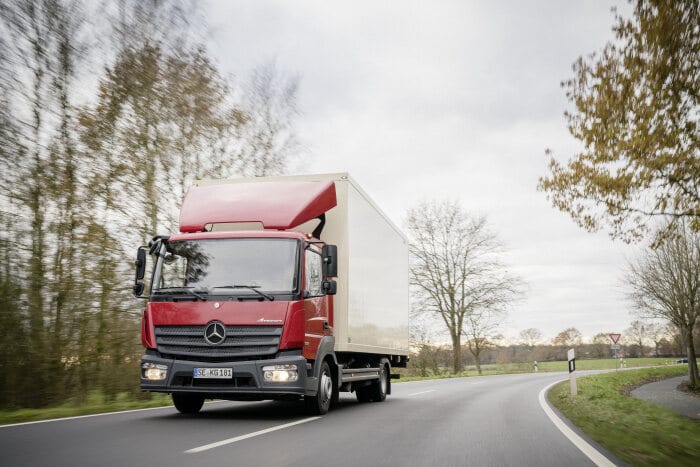 The Mercedes-Benz Atego delivers poinsettias during the  advent period