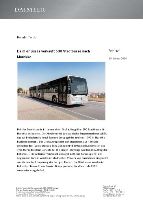 Daimler Buses verkauft 500 Stadtbusse nach Marokko