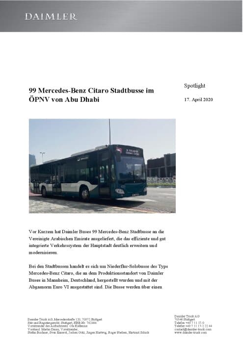 99 Mercedes-Benz Citaro Stadtbusse im ÖPNV von Abu Dhabi
