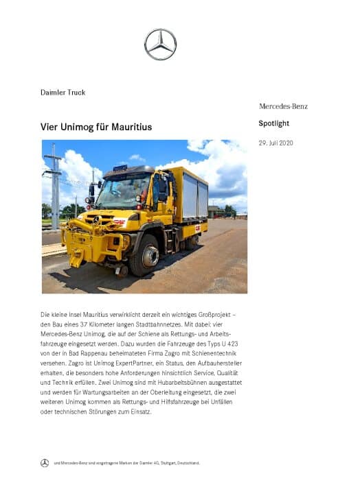 Vier Unimog für Mauritius