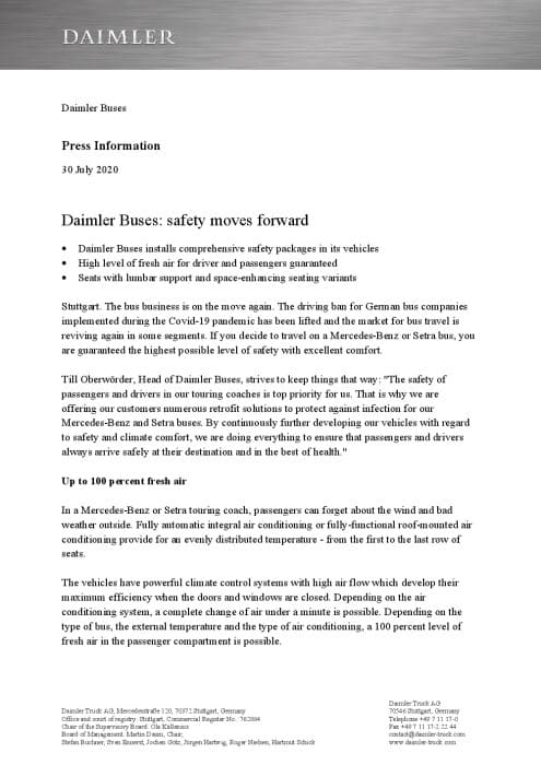 Daimler Buses: Safety moves forward