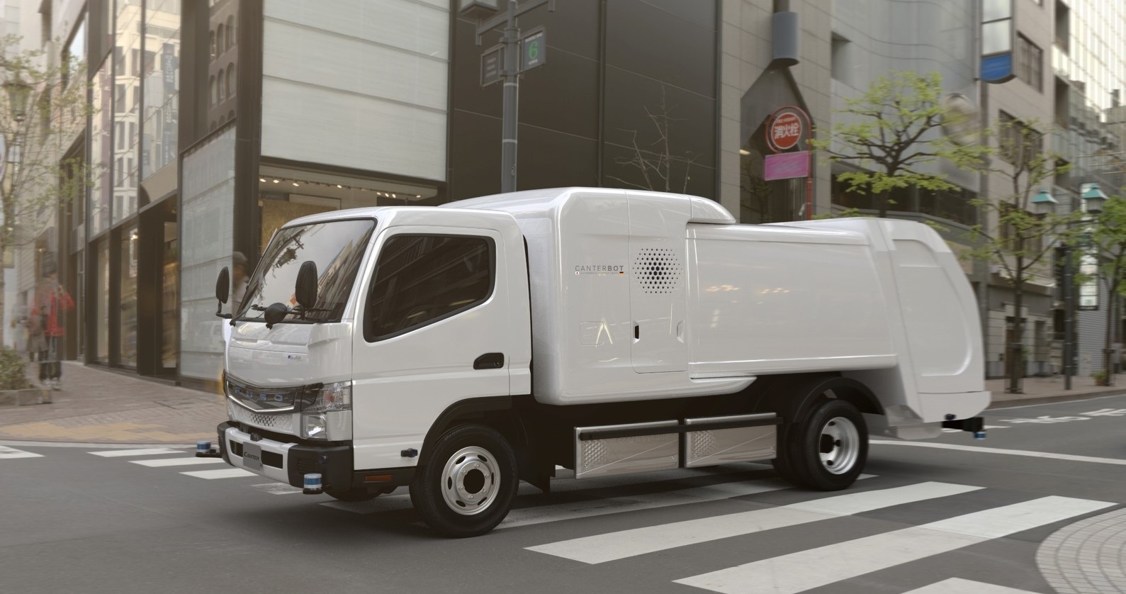 Der FUSO eCanter SensorCollect ist ein Konzeptfahrzeug mit Müllsammelaufbau auf Basis des vollelektrischen FUSO eCanter FUSO Future Innovation Lab: eCanter SensorCollect zeigt innovativen Entwicklungsansatz