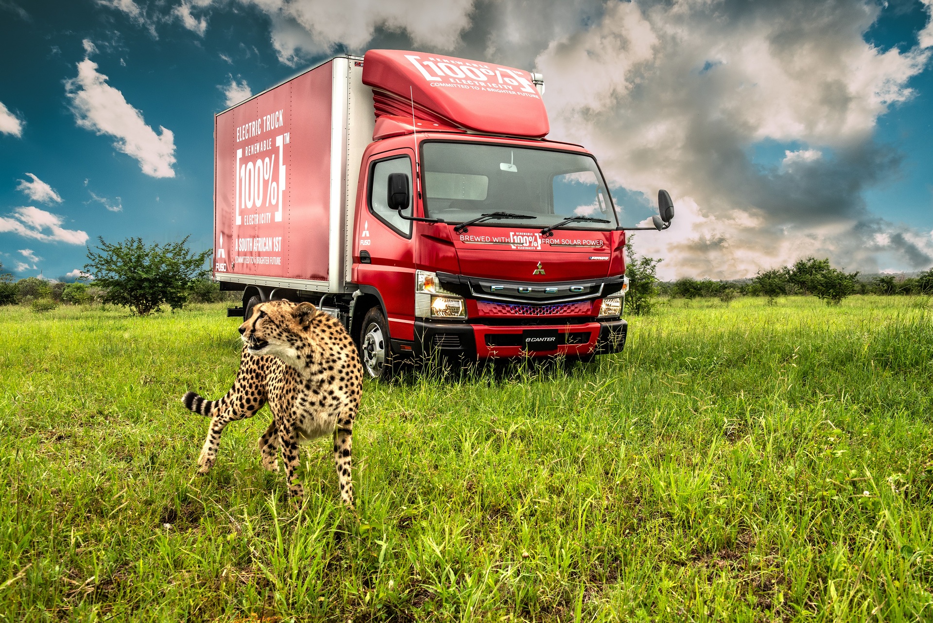 Der FUSO eCanter weckt das Interesse von Wildtieren in Südafrika Elektrisch auf fünf Kontinenten: FUSO eCanter demonstriert Zukunft des urbanen Lieferverkehrs