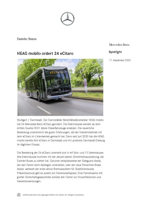 HEAG mobilo ordert 24 eCitaro