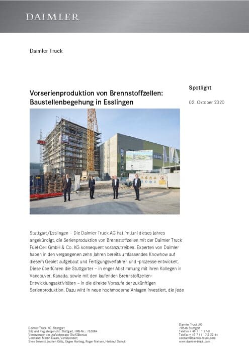 Vorserienproduktion von Brennstoffzellen: Baustellenbegehung in Esslingen