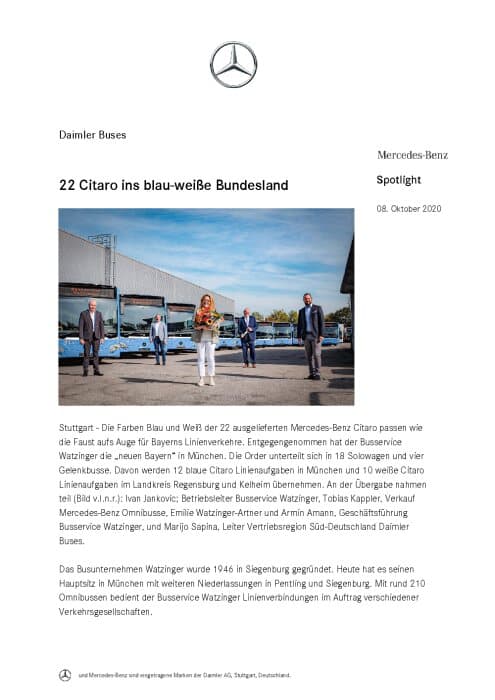 22 Citaro ins blau-weiße Bundesland
