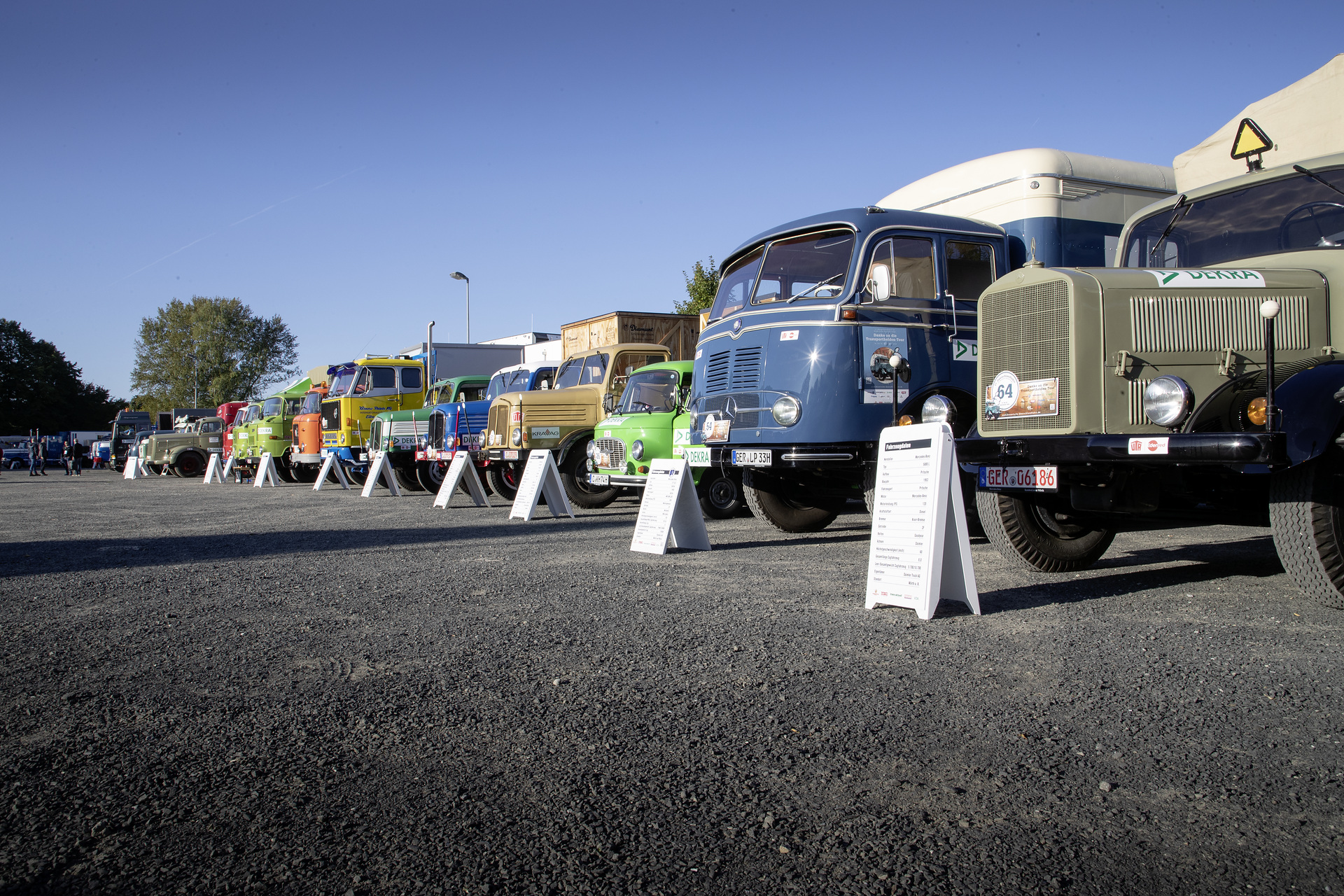17th Tour of Germany for vintage trucks with 64 participants, in front: Mercedes-Benz L 5000 und LP 333. Drivers of the past century: on the road in a Mercedes-Benz LP 333 and an L 5000