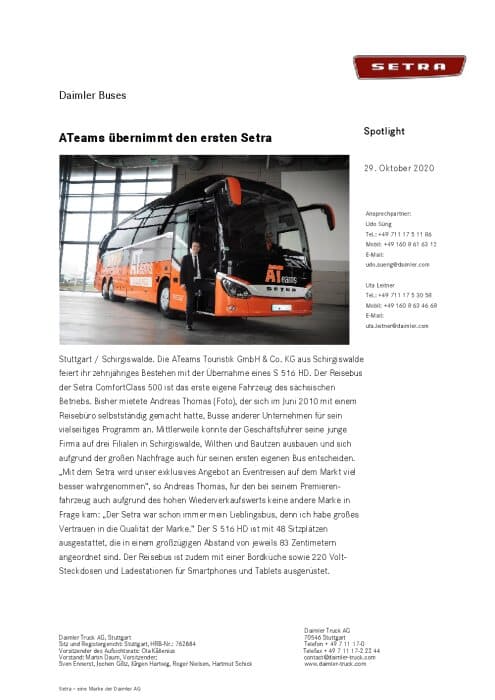 ATeams übernimmt den ersten Setra