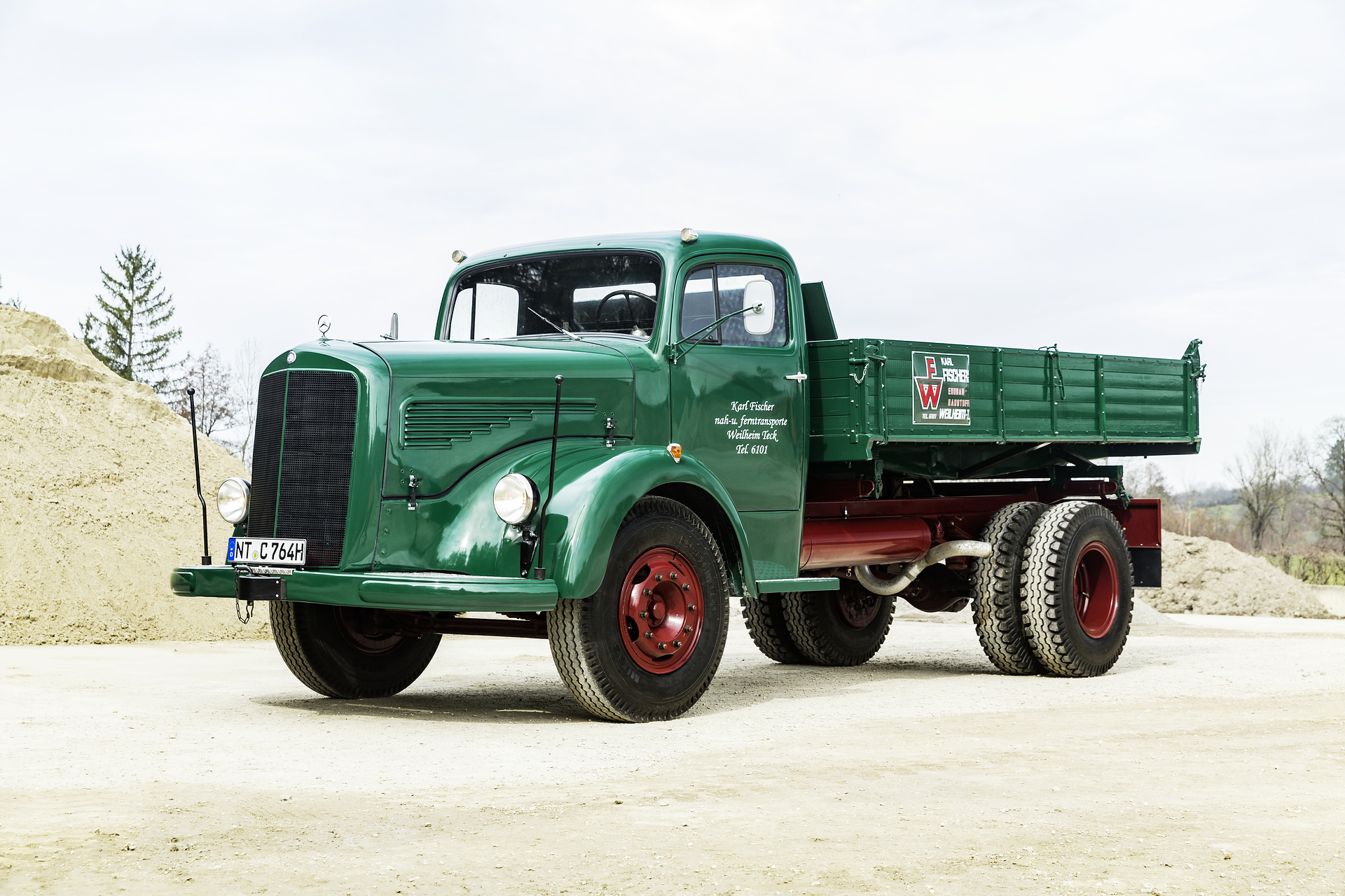 Mercedes-Benz LK 315, Baujahr 1955, Foto des Kippers der Baureihe 304 aus dem Jahr 2018. (Fotosignatur der Mercedes-Benz Archive: 18C0239_140) Vor 70 Jahren: Premiere des Schwerlastwagens Mercedes-Benz L 6600 und Omnibus O 6600