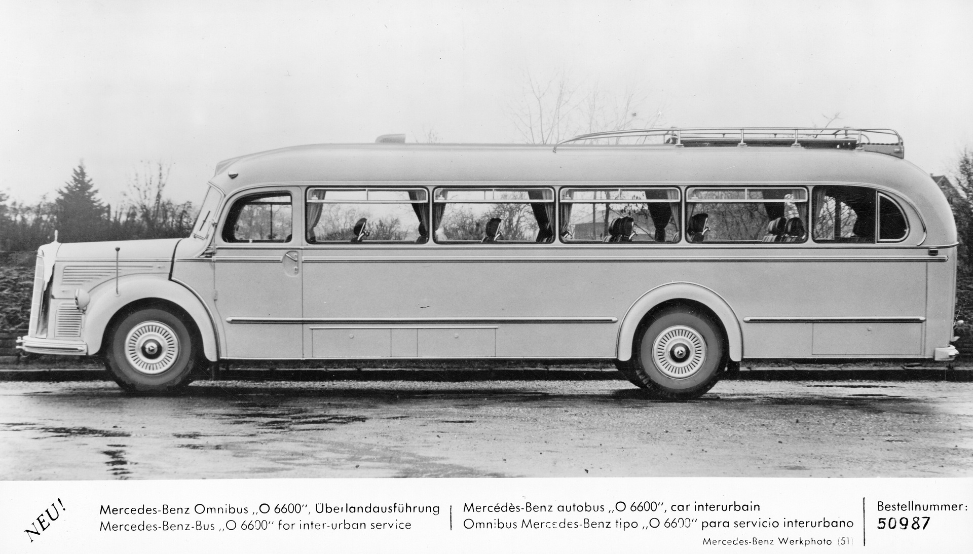 Mercedes-Benz O 6600, Überlandomnibus der Baureihe 304. (Fotosignatur der Mercedes-Benz Archive: 50987) Vor 70 Jahren: Premiere des Schwerlastwagens Mercedes-Benz L 6600 und Omnibus O 6600