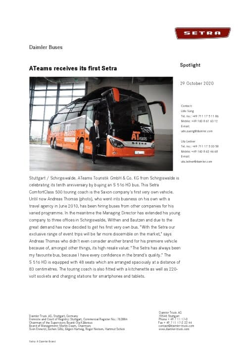 ATeams receives its first Setra