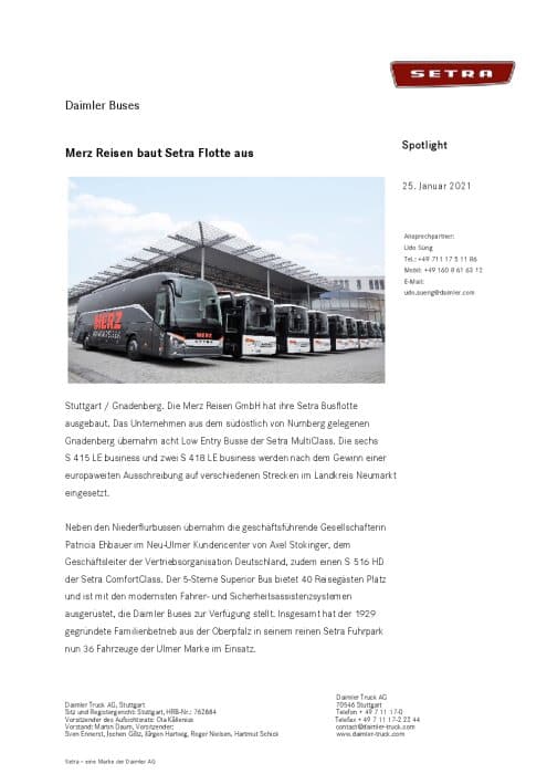 Merz Reisen baut Setra Flotte aus