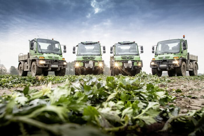 Mit insgesamt zwölf Unimog für die Transportlogistik bei Mählmann Gemüsebau