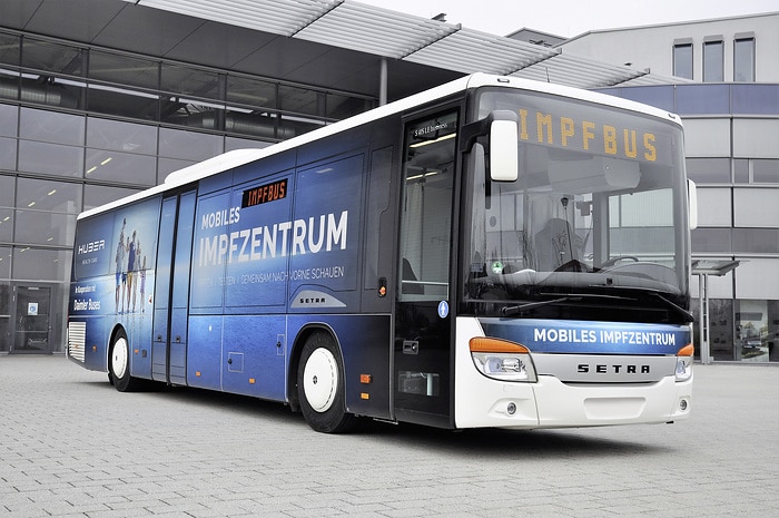 Get the shot in the Setra inter-city bus