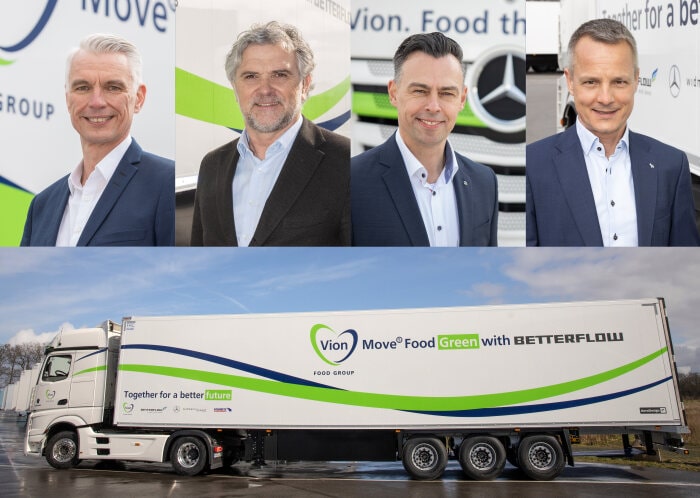 Gegenwind mit Wirkung – weniger Kraftstoff und CO2: Mercedes-Benz Trucks, die Vion Food Group, Schmitz Cargobull und Betterflow präsentieren hocheffizienten Sattelzug