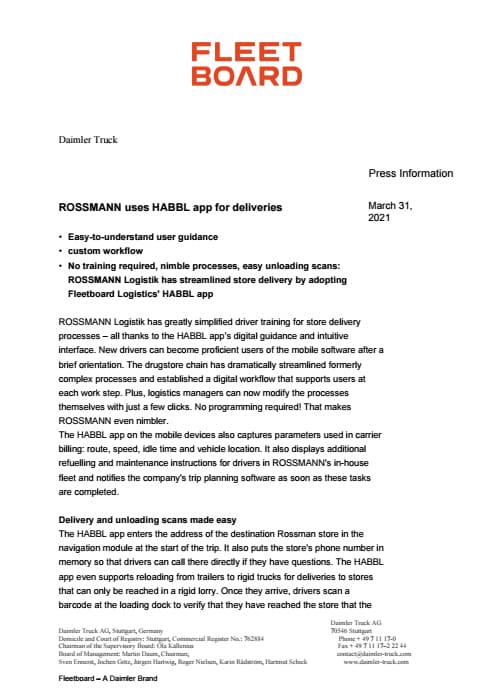 ROSSMANN uses HABBL app for deliveries