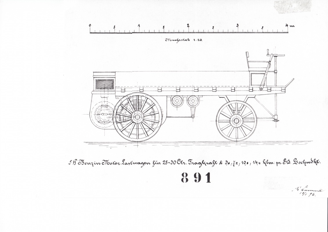 Der erste Lkw der Welt wird von Gottlieb Daimler im Jahr 1896 gebaut