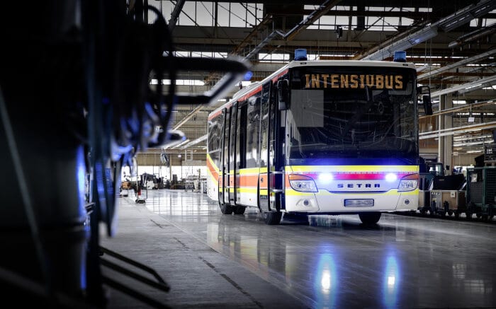 Setra Low Entry converted into an ambulance with four intensive care beds