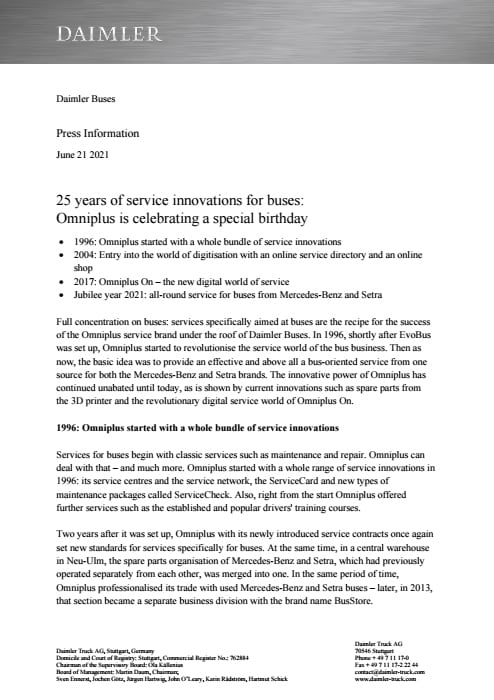 25 years of service innovations for buses: Omniplus is celebrating a special birthday