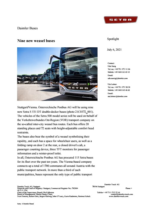 Nine new weasel buses