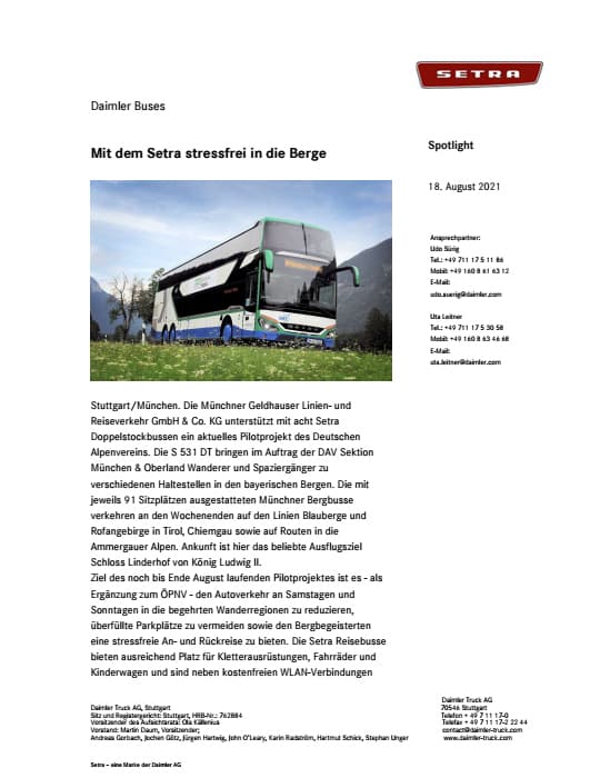 Mit dem Setra stressfrei in die Berge