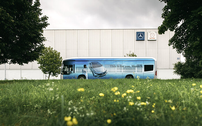 Travelling in the Blue Lane: four electrically-driven Mercedes-Benz eCitaro provide shuttle services between the event locations at the IAA MOBILITY 2021 in Munich