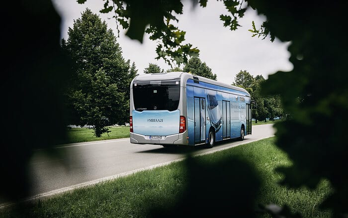 Travelling in the Blue Lane: four electrically-driven Mercedes-Benz eCitaro provide shuttle services between the event locations at the IAA MOBILITY 2021 in Munich