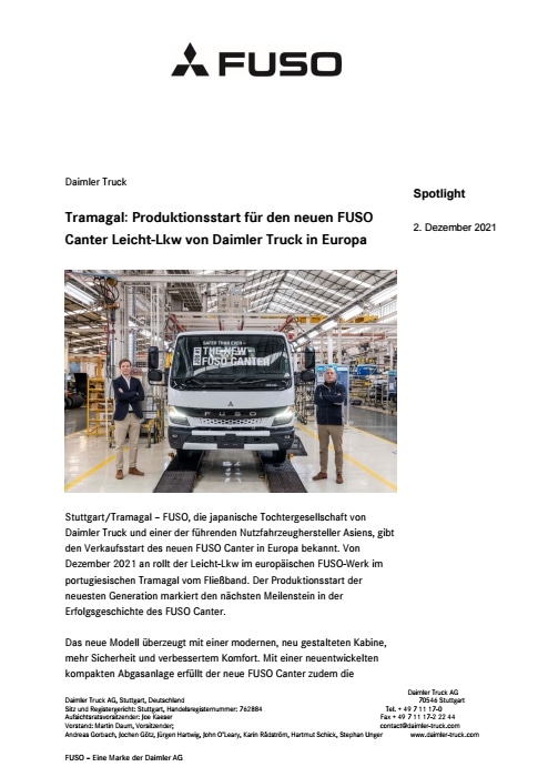 Tramagal: Produktionsstart für den neuen FUSO