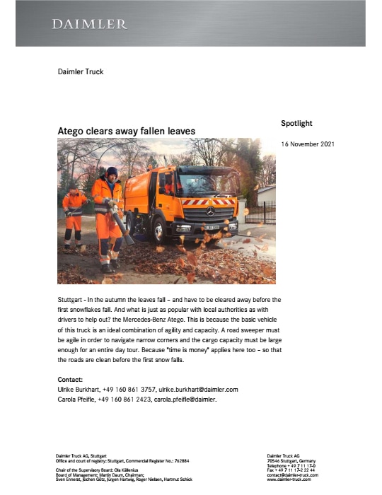 Atego clears away fallen leave