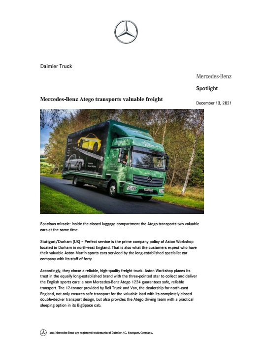 Mercedes-Benz Atego transports valuable freight