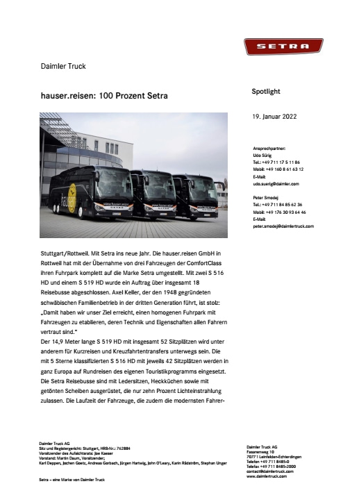 hauser.reisen: 100 Prozent Setra