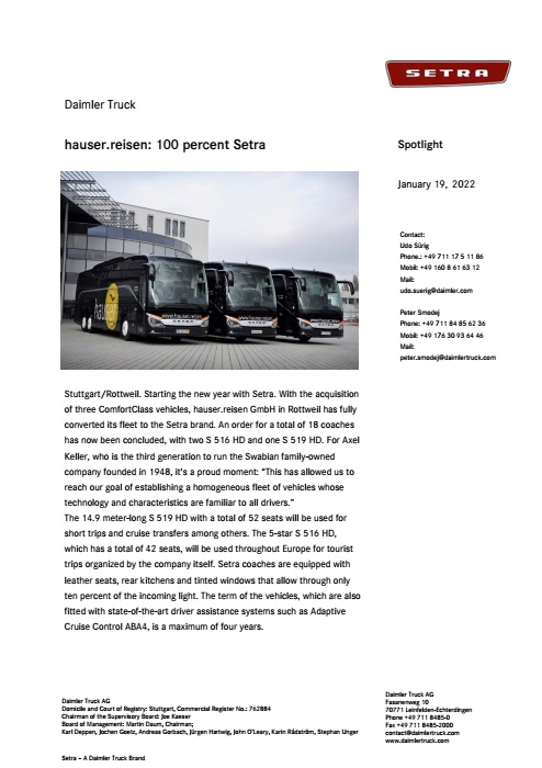 hauser.reisen: 100 percent Setra