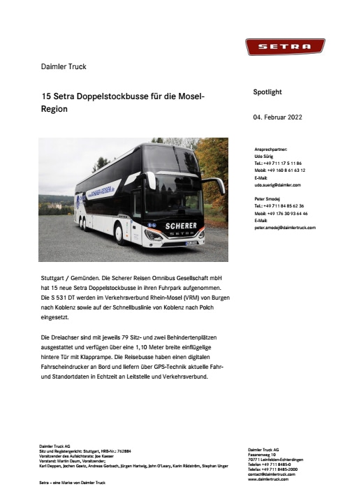 15 Setra Doppelstockbusse für die Mosel-Region