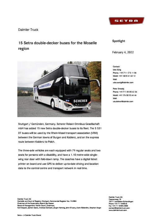 15 Setra double-decker buses for the Moselle region